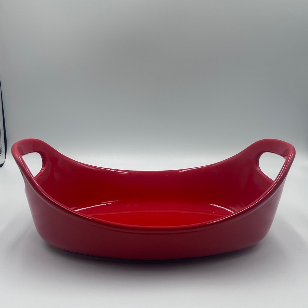 Rachael Ray Red Stoneware Oval Baker 1.25 Quart Casserole Dish with Handles